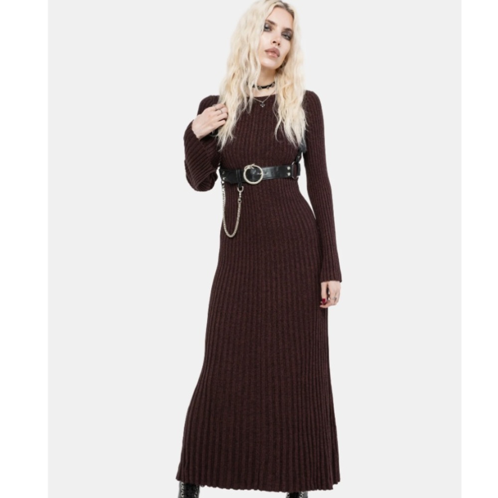 Disturbia Dark Brown Long Sleeve Knit Dress